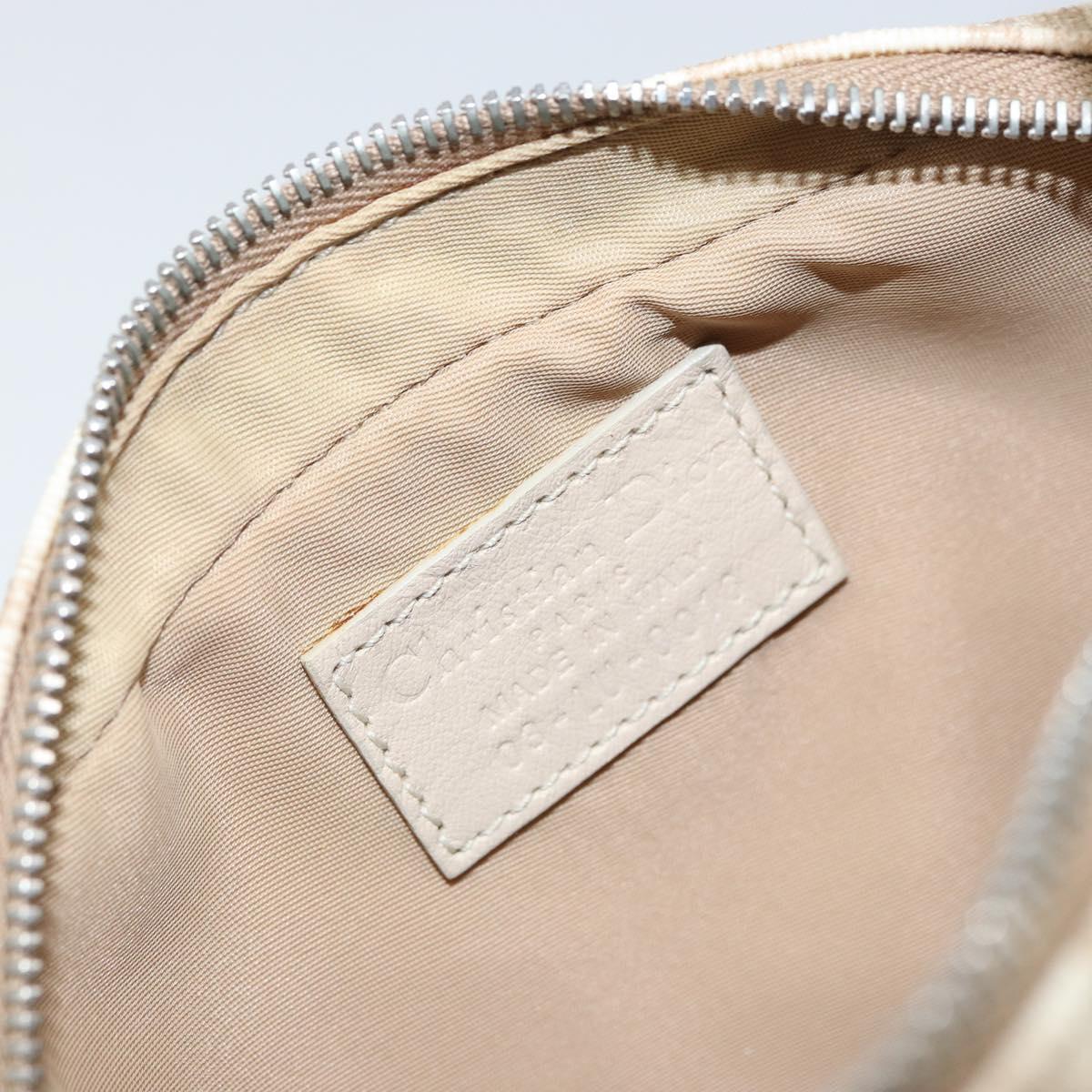 Christian Dior Trotter Canvas Romantic Pouch PVC Beige Silver Auth 168043