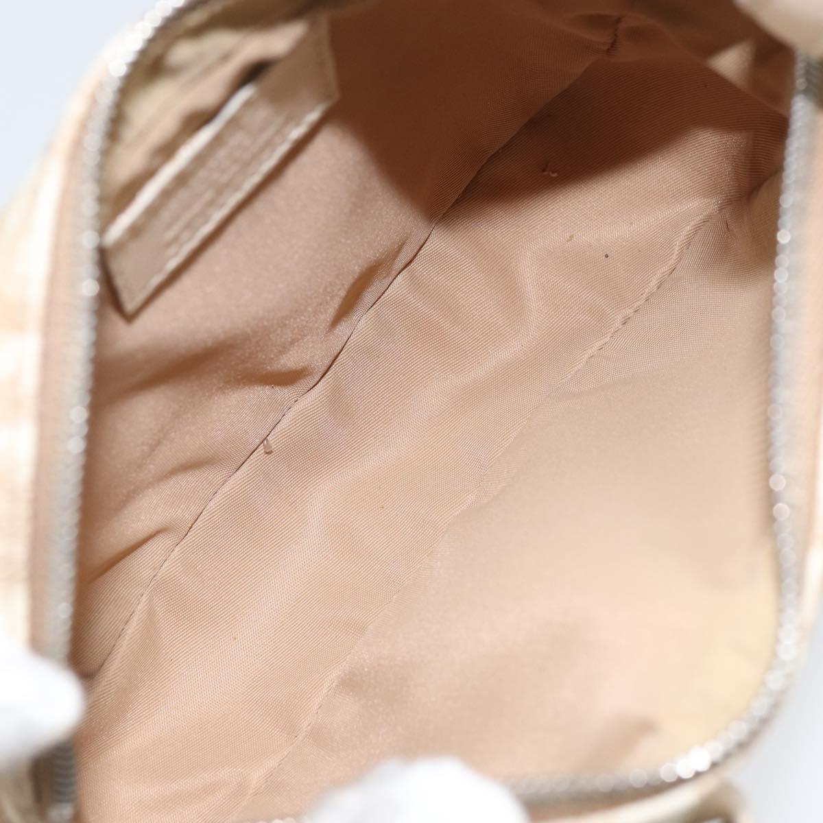 Christian Dior Trotter Canvas Romantic Pouch PVC Beige Silver Auth 168043
