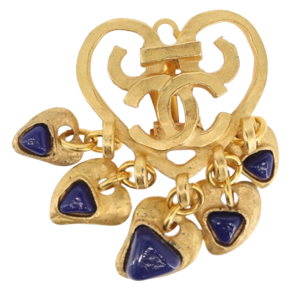 CHANEL Heart COCO Mark Earring metal Gold Tone CC Auth 168046V