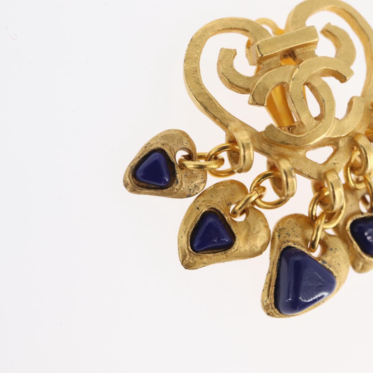 CHANEL Heart COCO Mark Earring metal Gold Tone CC Auth 168046V