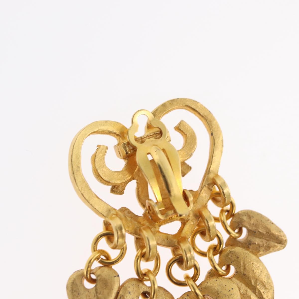 CHANEL Heart COCO Mark Earring metal Gold Tone CC Auth 168046V