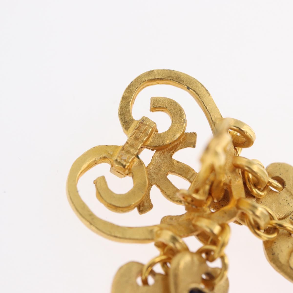 CHANEL Heart COCO Mark Earring metal Gold Tone CC Auth 168046V