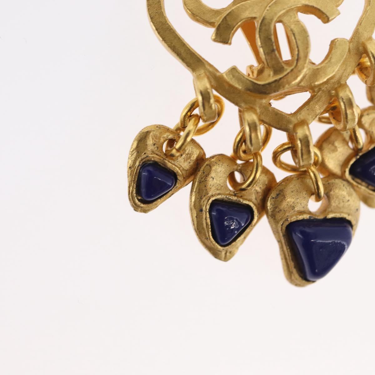 CHANEL Heart COCO Mark Earring metal Gold Tone CC Auth 168046V