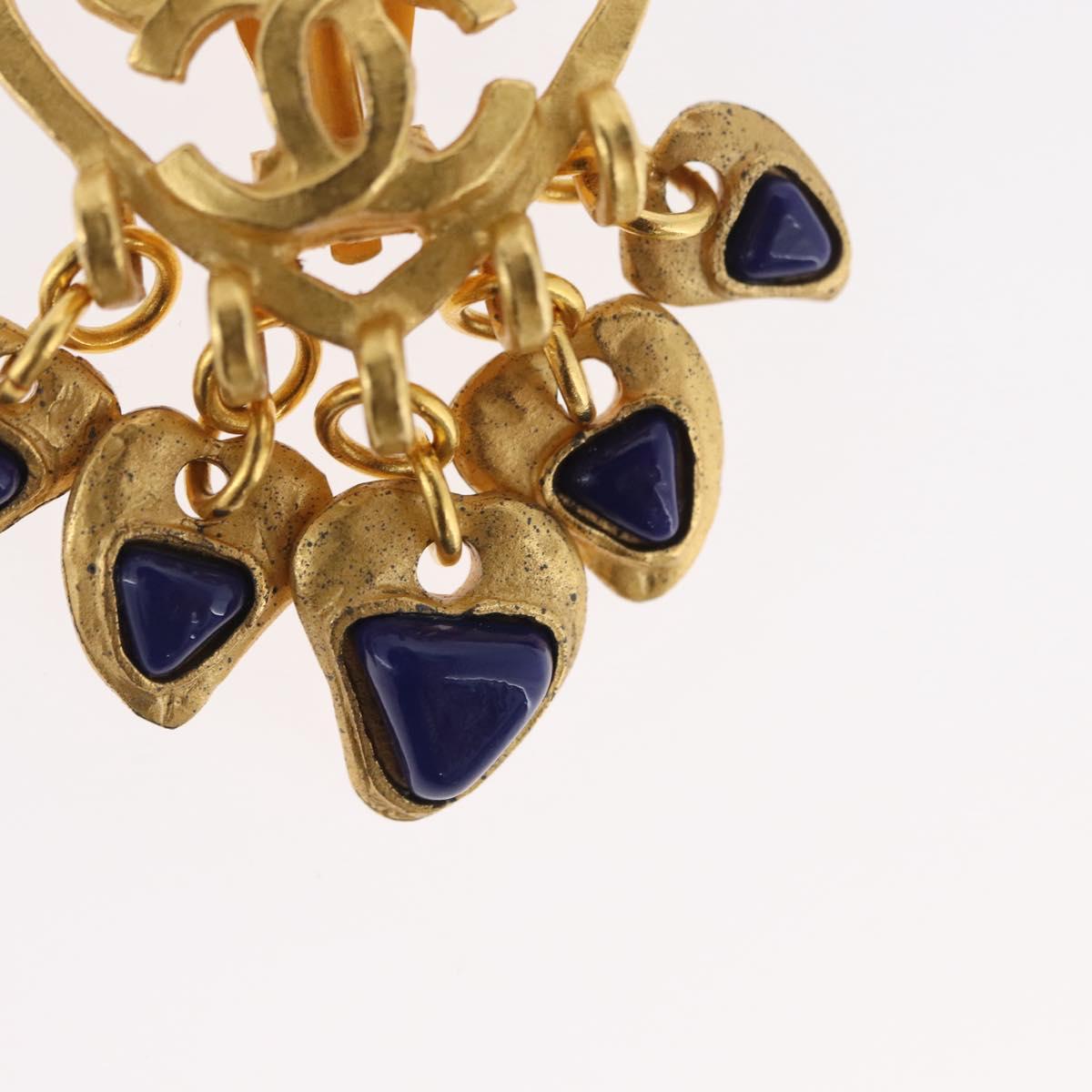 CHANEL Heart COCO Mark Earring metal Gold Tone CC Auth 168046V