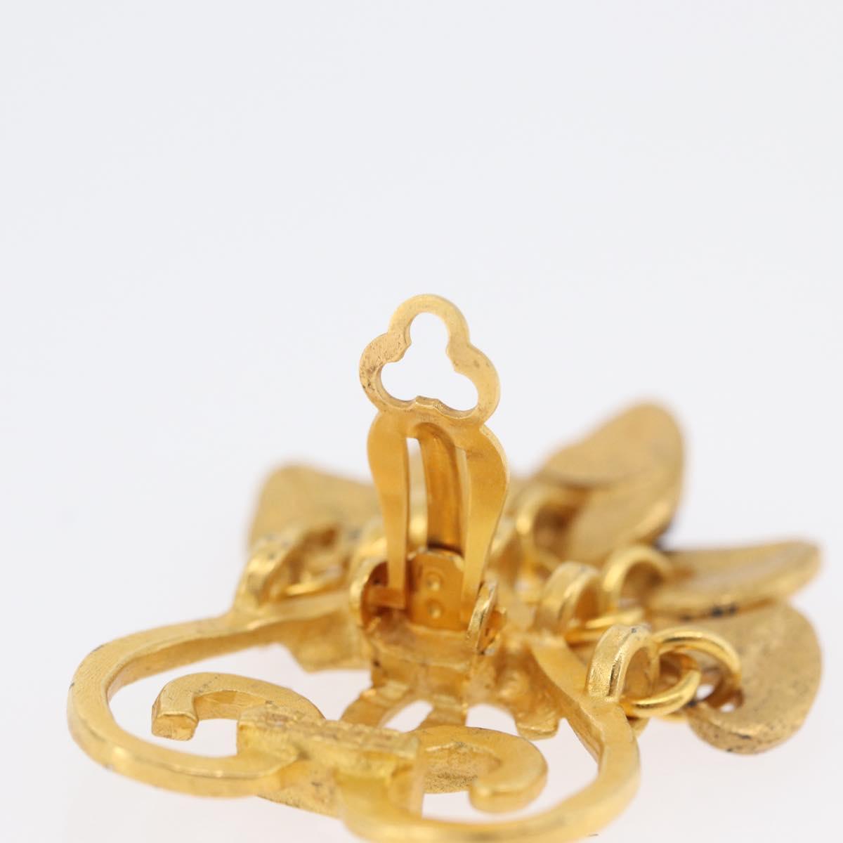CHANEL Heart COCO Mark Earring metal Gold Tone CC Auth 168046V