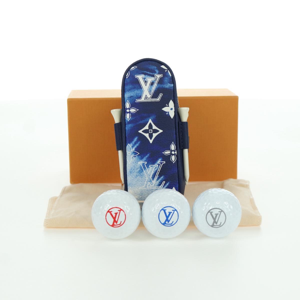 LOUIS VUITTON Bandana Golf Andrews Golf Ball Case Blue GI0768 LV Auth 168047SAM