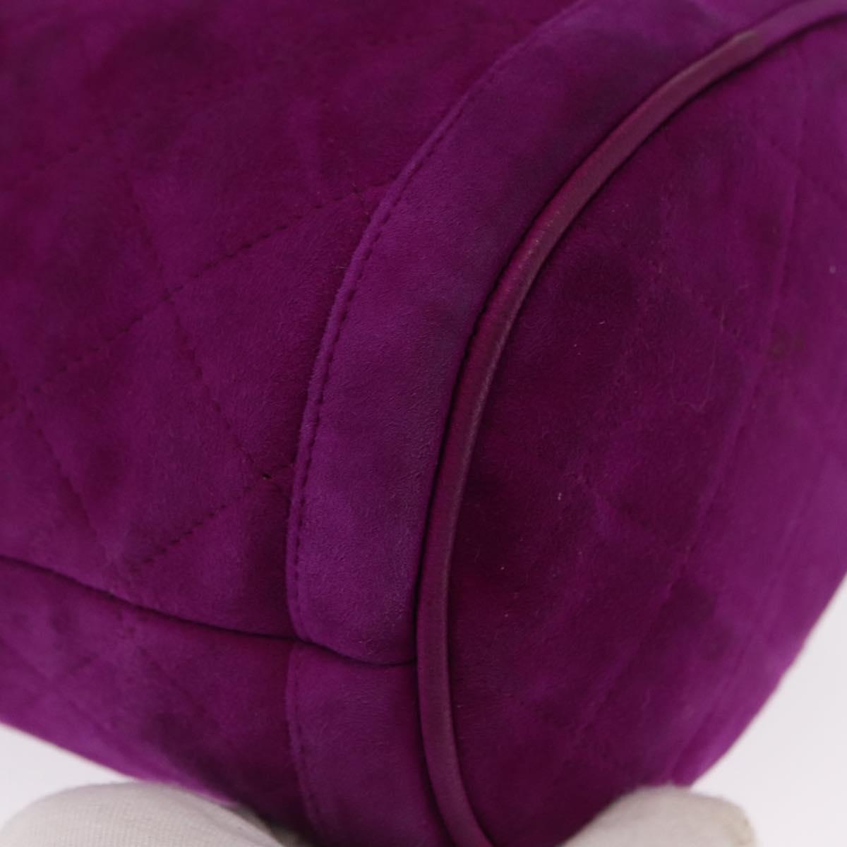 CHANEL Matelasse Chain Shoulder Bag Suede Purple Gold CC Auth 168060
