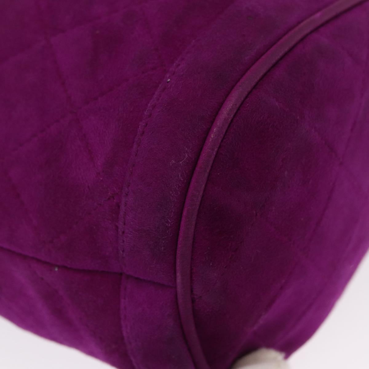 CHANEL Matelasse Chain Shoulder Bag Suede Purple Gold CC Auth 168060