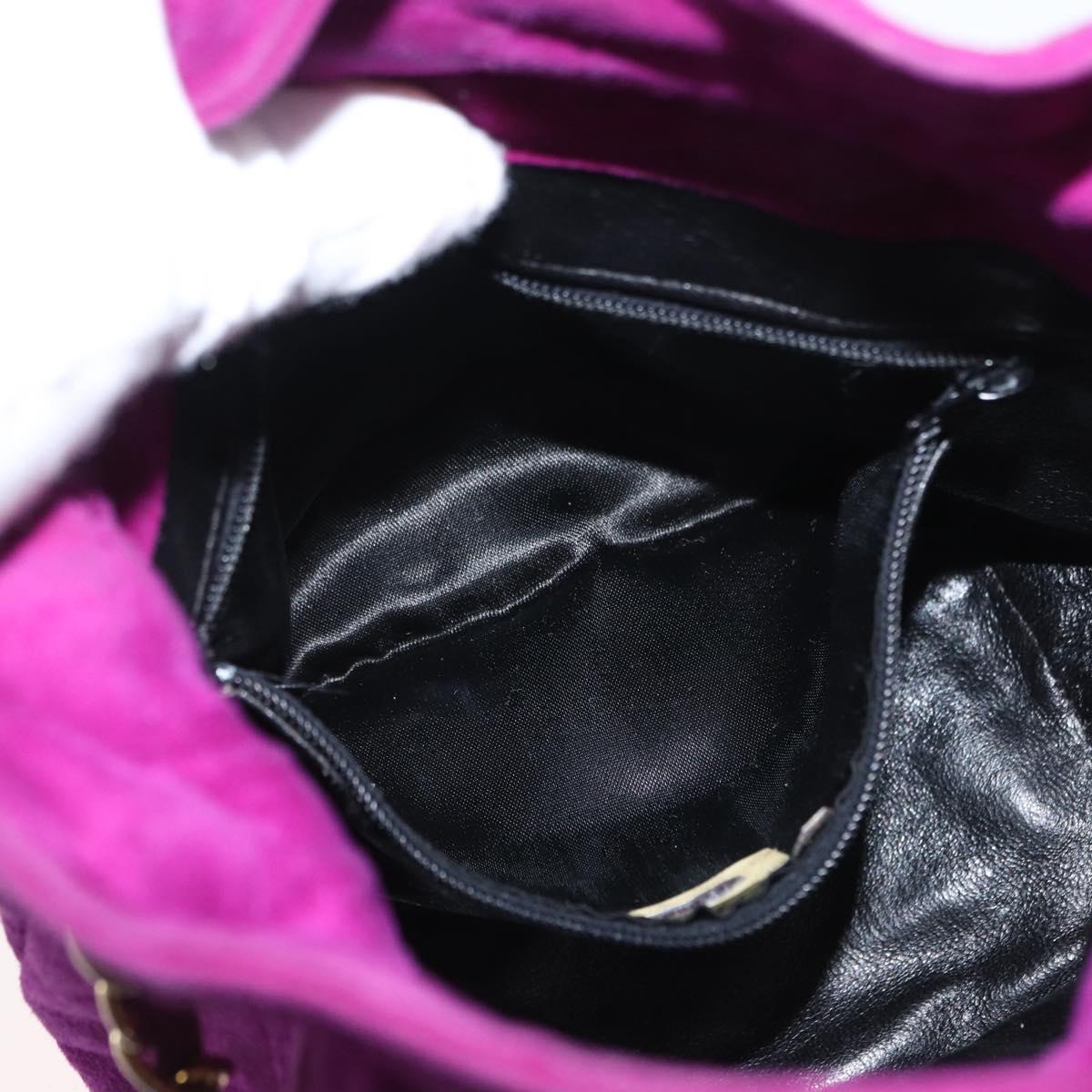 CHANEL Matelasse Chain Shoulder Bag Suede Purple Gold CC Auth 168060