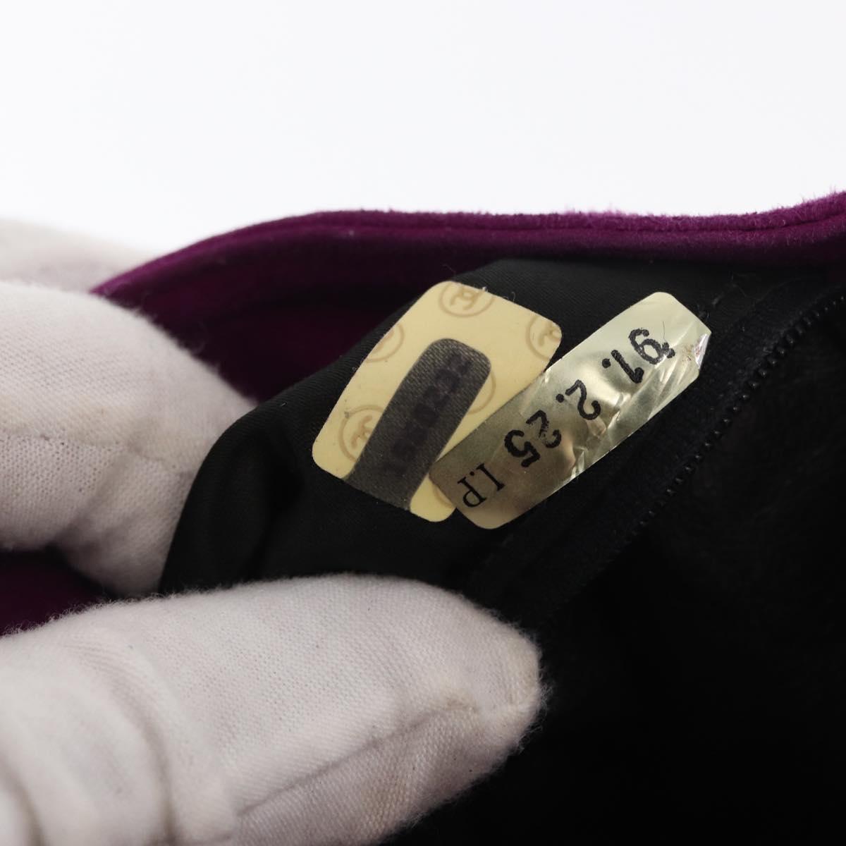 CHANEL Matelasse Chain Shoulder Bag Suede Purple Gold CC Auth 168060