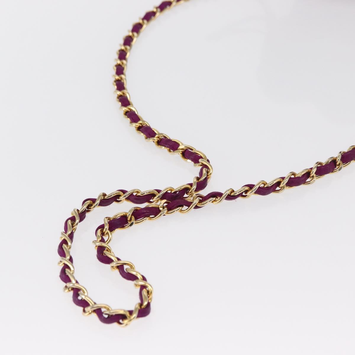 CHANEL Matelasse Chain Shoulder Bag Suede Purple Gold CC Auth 168060