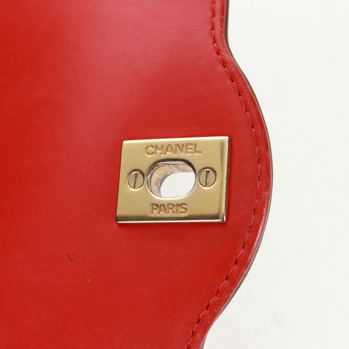 CHANEL Chain Matelasse 23 Shoulder Bag Lamb Skin Red Gold CC Auth 168061V
