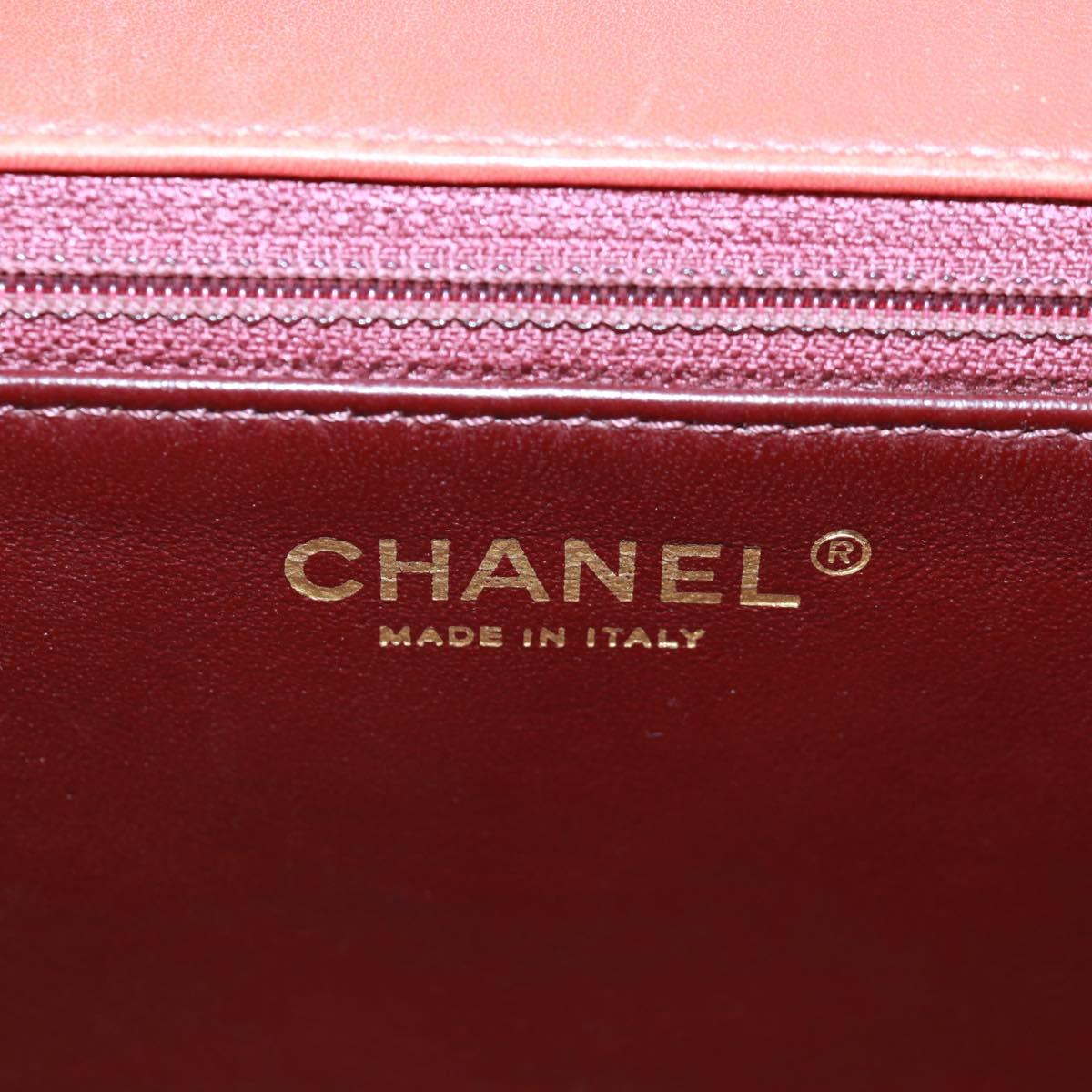 CHANEL Chain Matelasse 23 Shoulder Bag Lamb Skin Red Gold CC Auth 168061V
