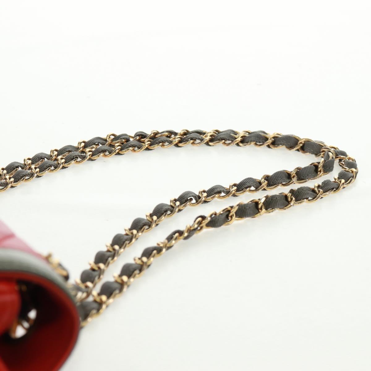 CHANEL Chain Matelasse 23 Shoulder Bag Lamb Skin Red Gold CC Auth 168061V