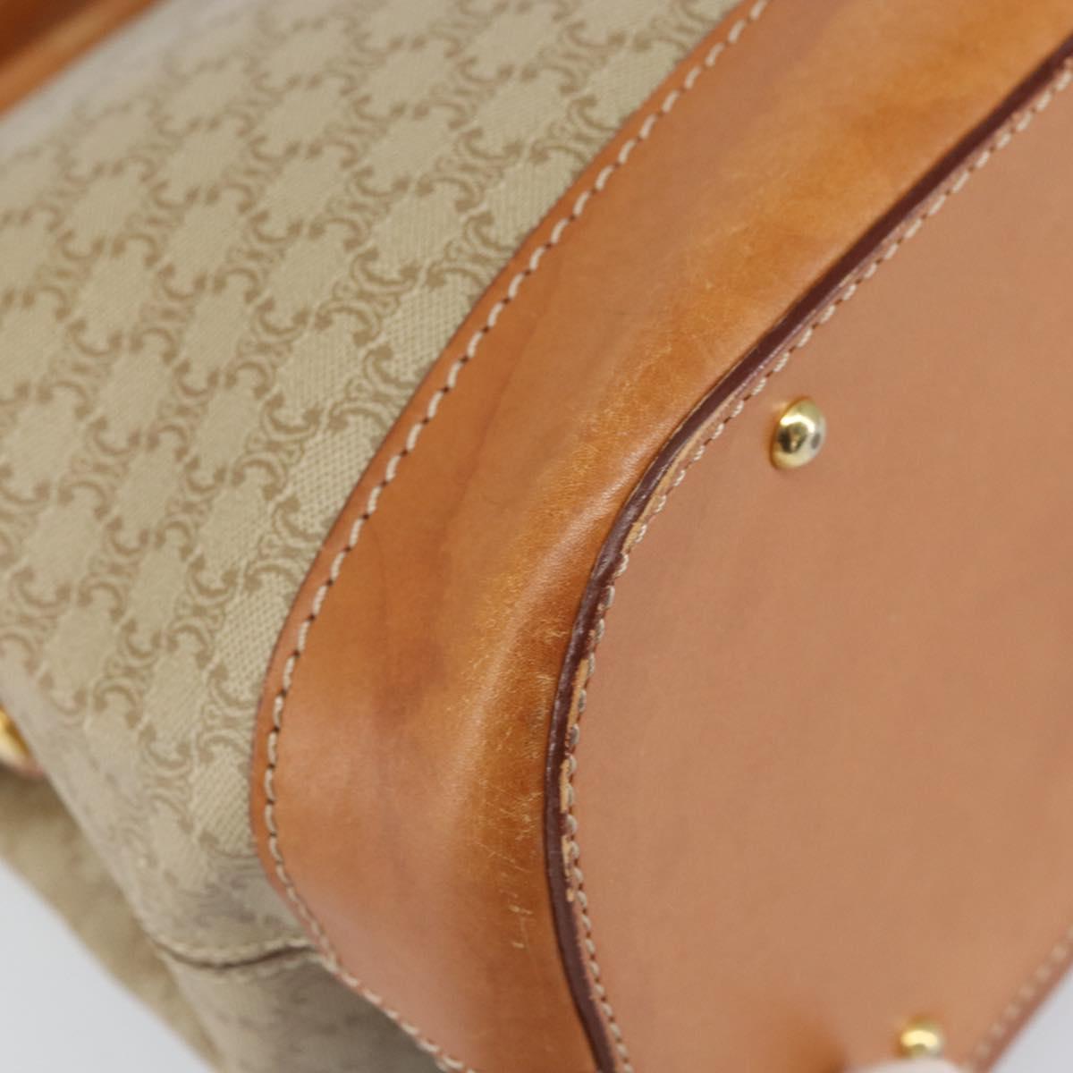 CELINE Macadam Canvas Hand Bag PVC 2way Beige Gold Auth 168082
