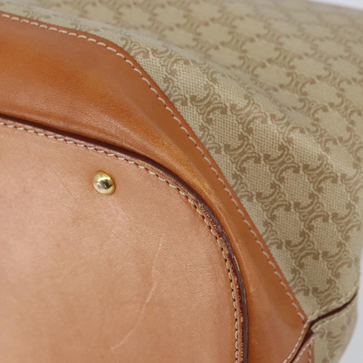 CELINE Macadam Canvas Hand Bag PVC 2way Beige Gold Auth 168082
