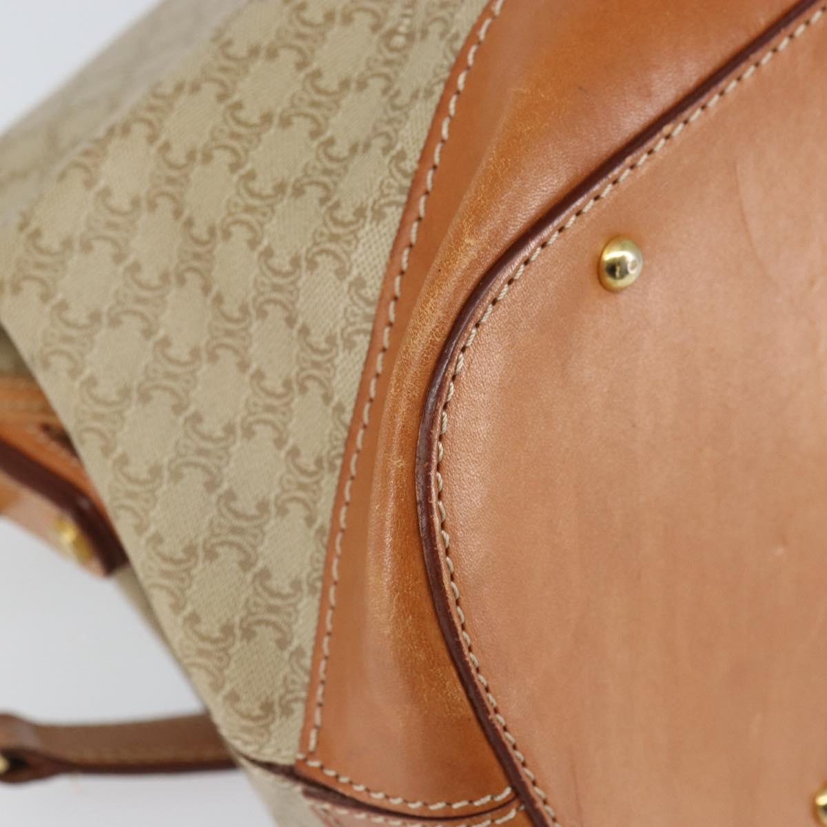 CELINE Macadam Canvas Hand Bag PVC 2way Beige Gold Auth 168082