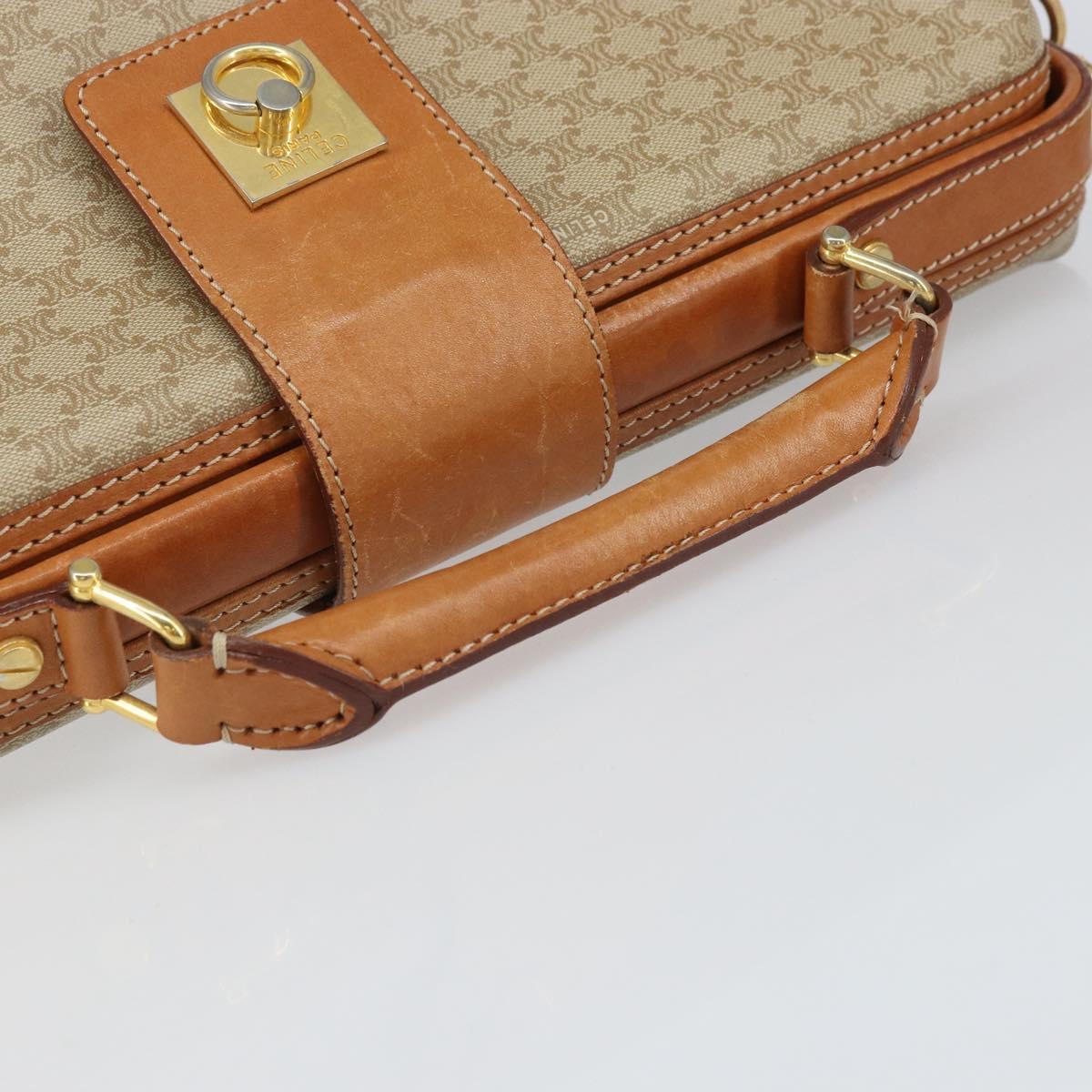 CELINE Macadam Canvas Hand Bag PVC 2way Beige Gold Auth 168082