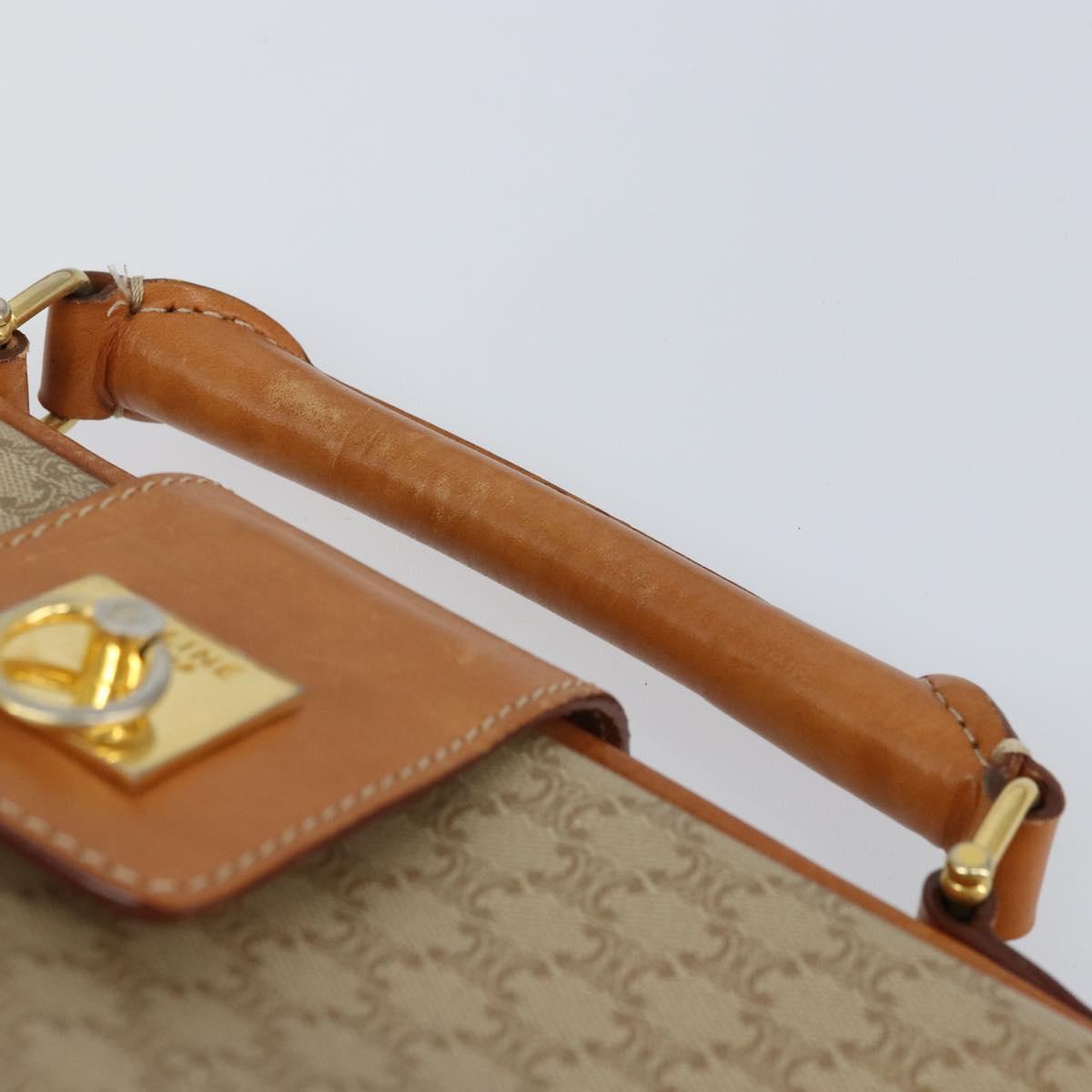 CELINE Macadam Canvas Hand Bag PVC 2way Beige Gold Auth 168082
