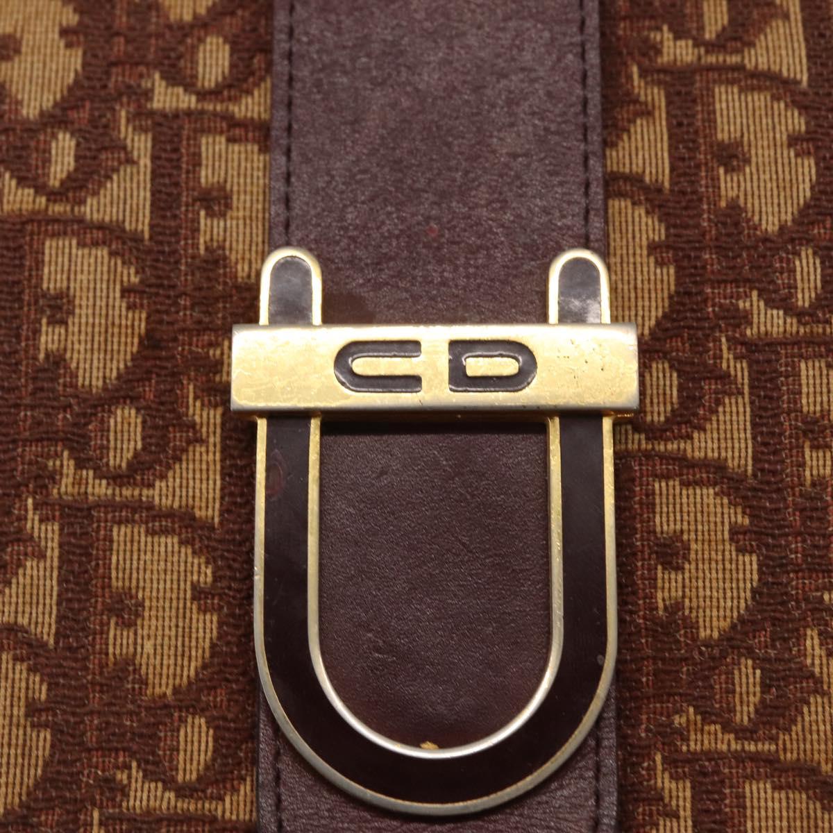 Christian Dior Trotter Canvas Shoulder Bag Red Gold Auth 168083
