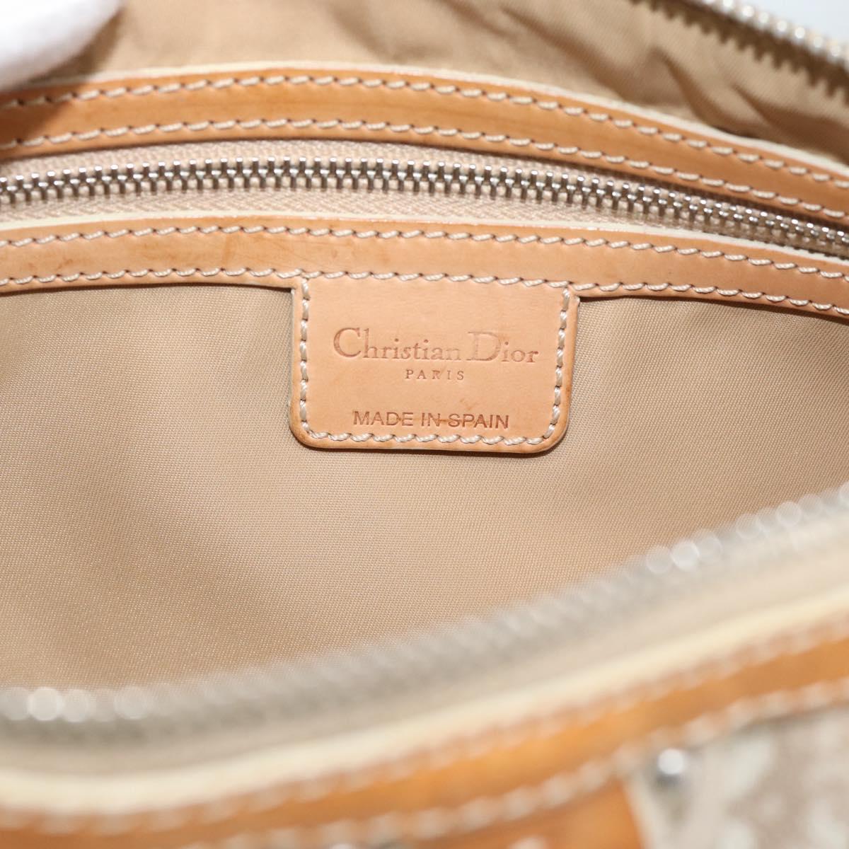 Christian Dior Trotter Canvas Romantic Bag PVC Beige Silver Auth 168086
