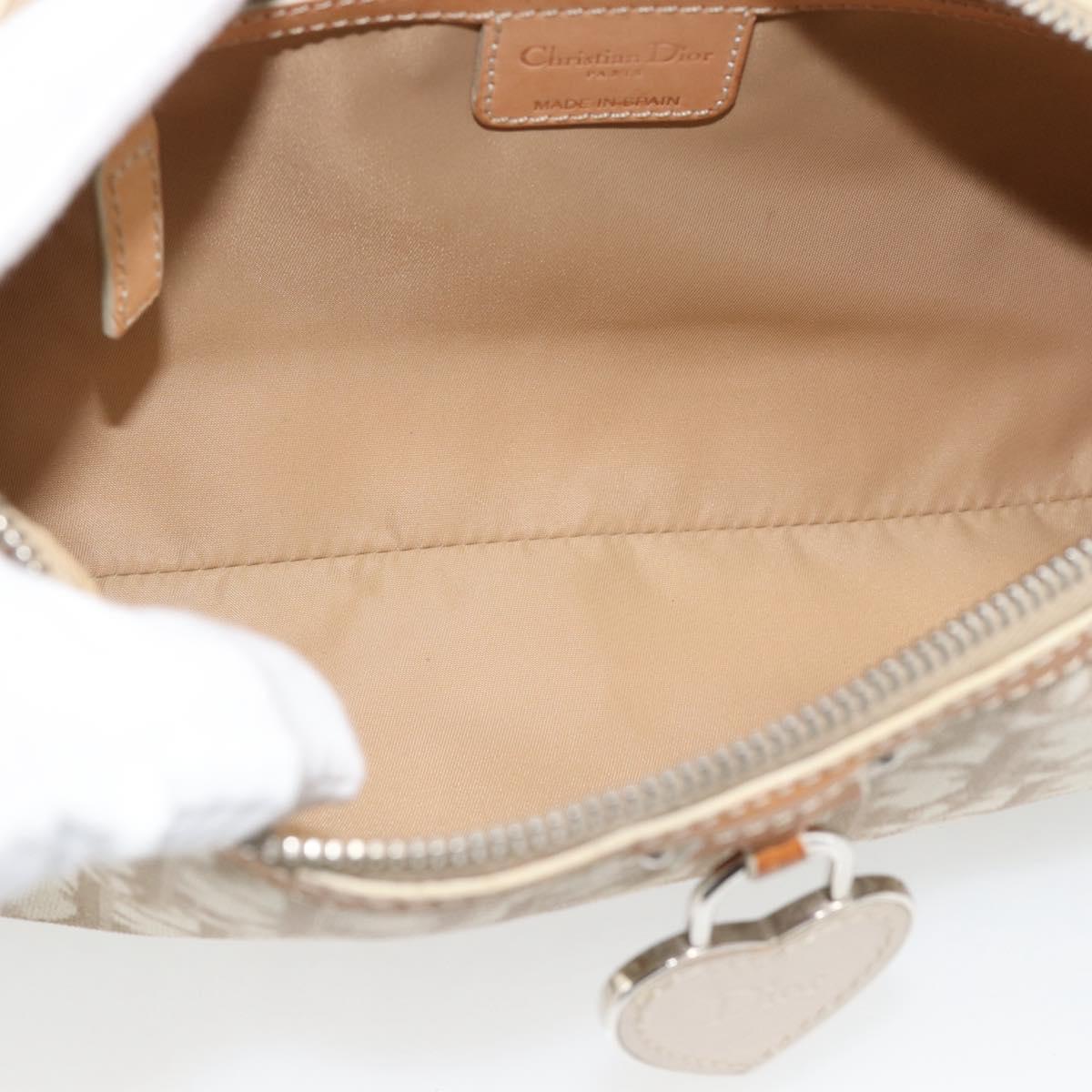 Christian Dior Trotter Canvas Romantic Bag PVC Beige Silver Auth 168086