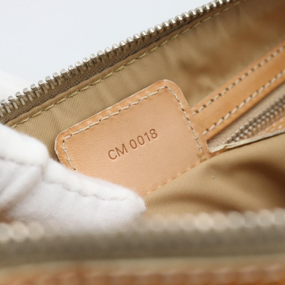 Christian Dior Trotter Canvas Romantic Bag PVC Beige Silver Auth 168086