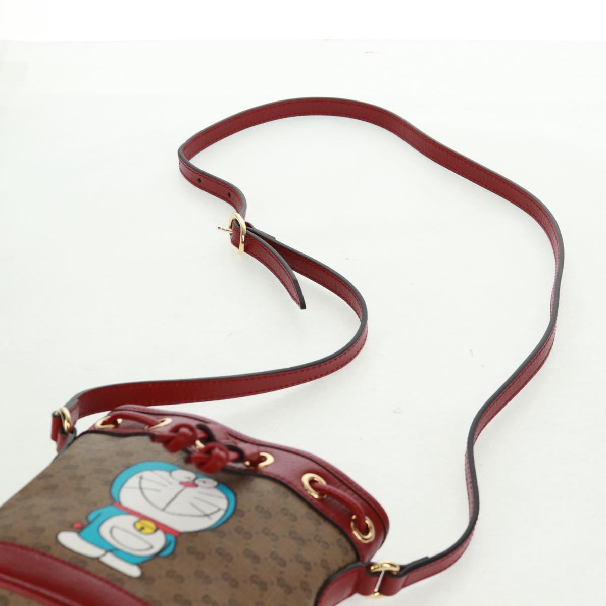 GUCCI Doraemon Micro GG Supreme Shoulder Bag PVC Beige Gold 647801 Auth 168092M