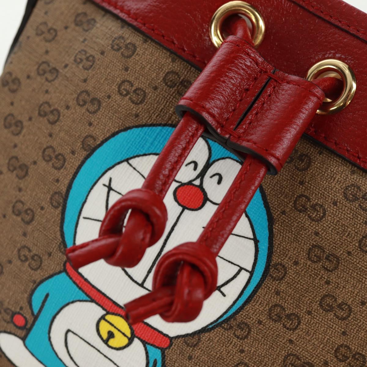 GUCCI Doraemon Micro GG Supreme Shoulder Bag PVC Beige Gold 647801 Auth 168092M