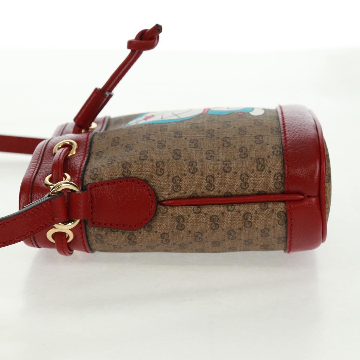 GUCCI Doraemon Micro GG Supreme Shoulder Bag PVC Beige Gold 647801 Auth 168092M