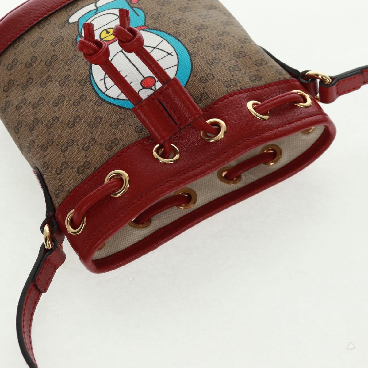 GUCCI Doraemon Micro GG Supreme Shoulder Bag PVC Beige Gold 647801 Auth 168092M