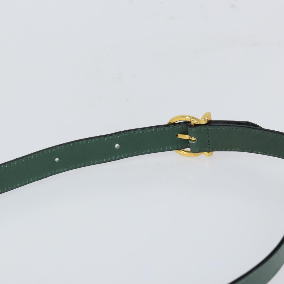 Salvatore Ferragamo Gancini Hand Bag Suede 2way Green Gold Auth 168093V