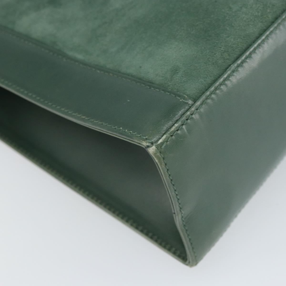 Salvatore Ferragamo Gancini Hand Bag Suede 2way Green Gold Auth 168093V
