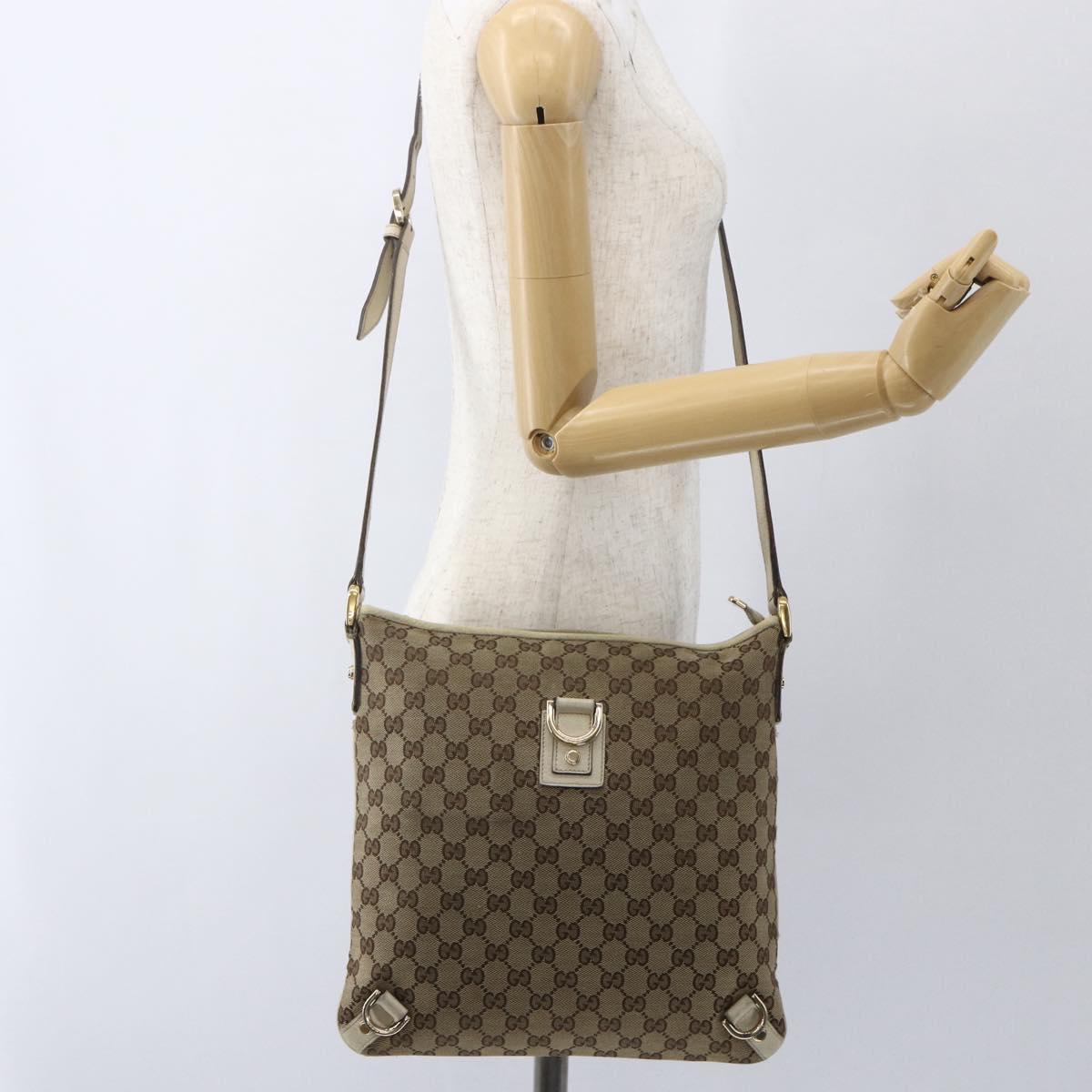 GUCCI GG Canvas Shoulder Bag Beige Gold 131326 Auth 168097