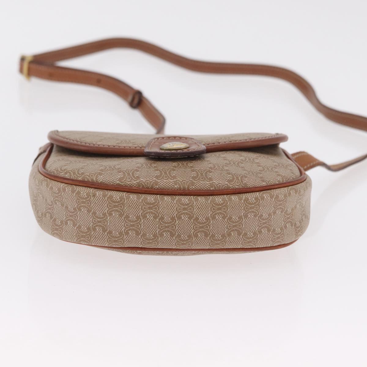 CELINE Macadam Canvas Shoulder Bag PVC Beige Gold Auth 168102
