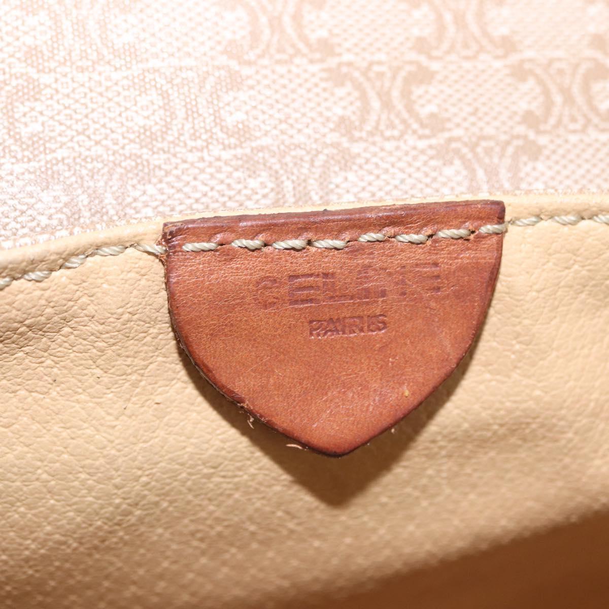 CELINE Macadam Canvas Shoulder Bag PVC Beige Gold Auth 168102
