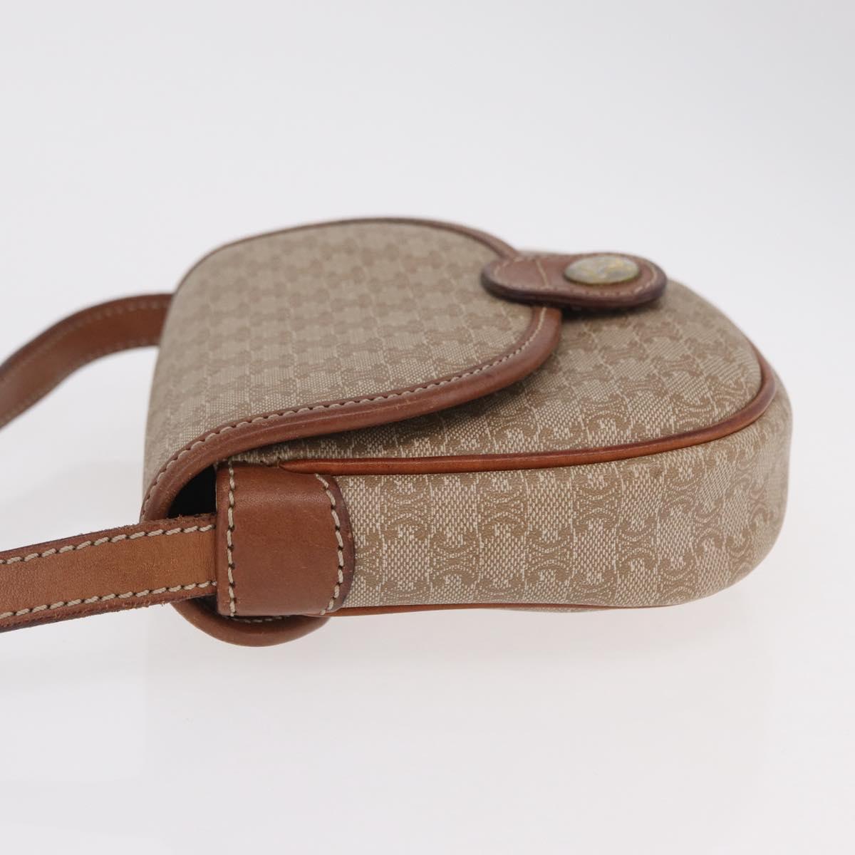 CELINE Macadam Canvas Shoulder Bag PVC Beige Gold Auth 168102