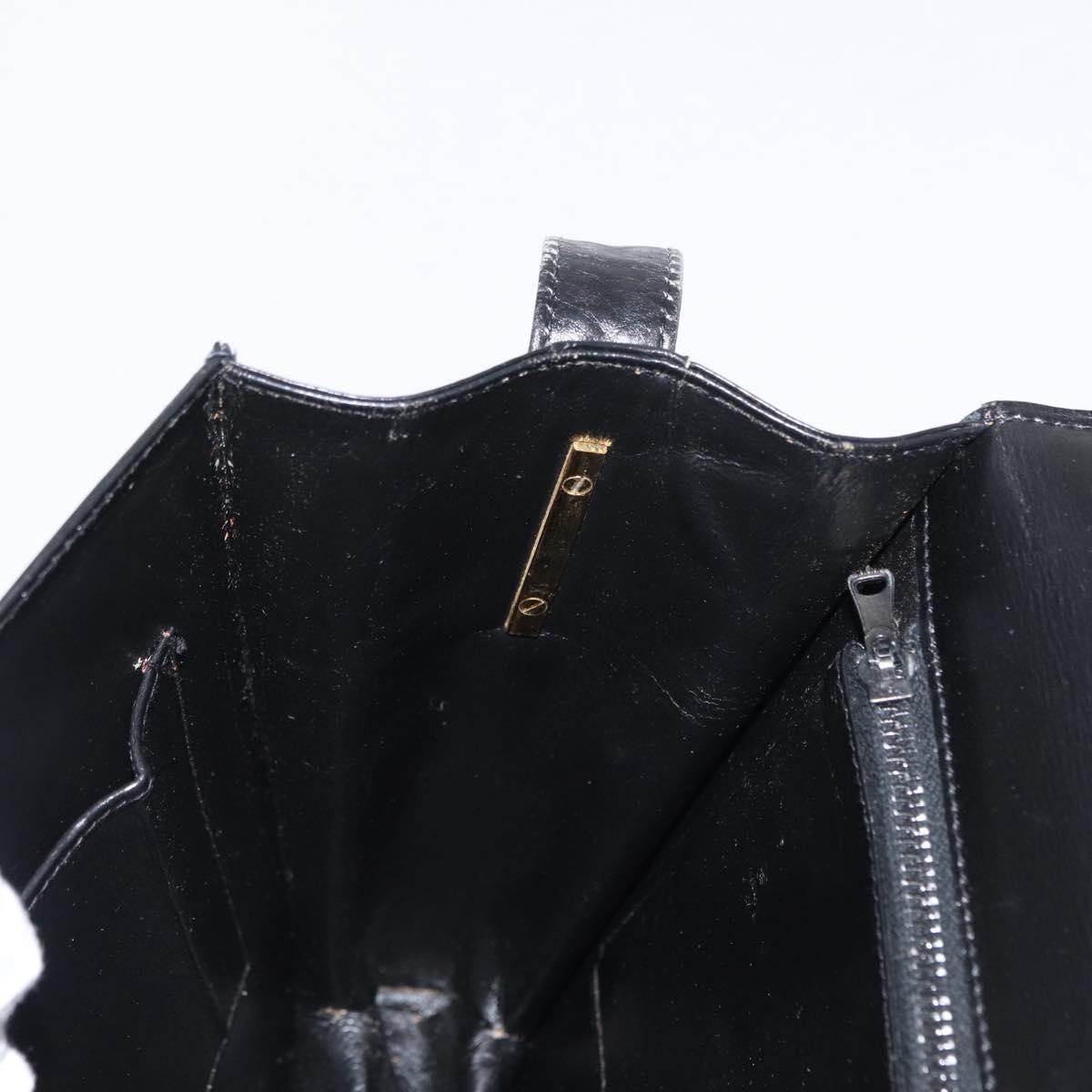GUCCI Web Sherry Line Horsebit Shoulder Bag Leather Black Gold Auth 168125