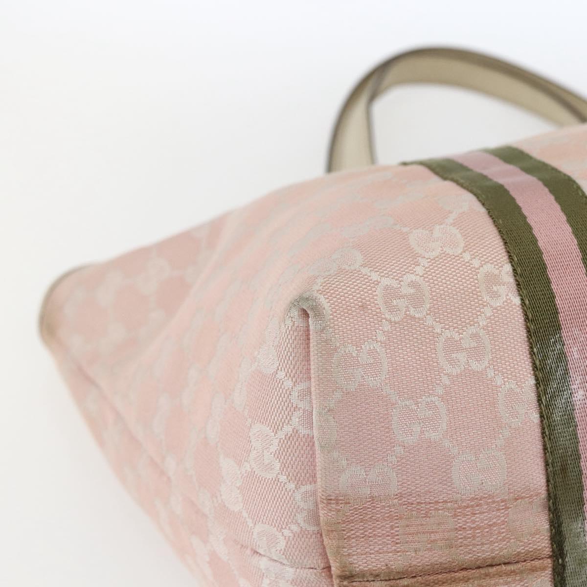 GUCCI GG Canvas Sherry Line Tote Bag Beige Gold 139260 Auth 168127