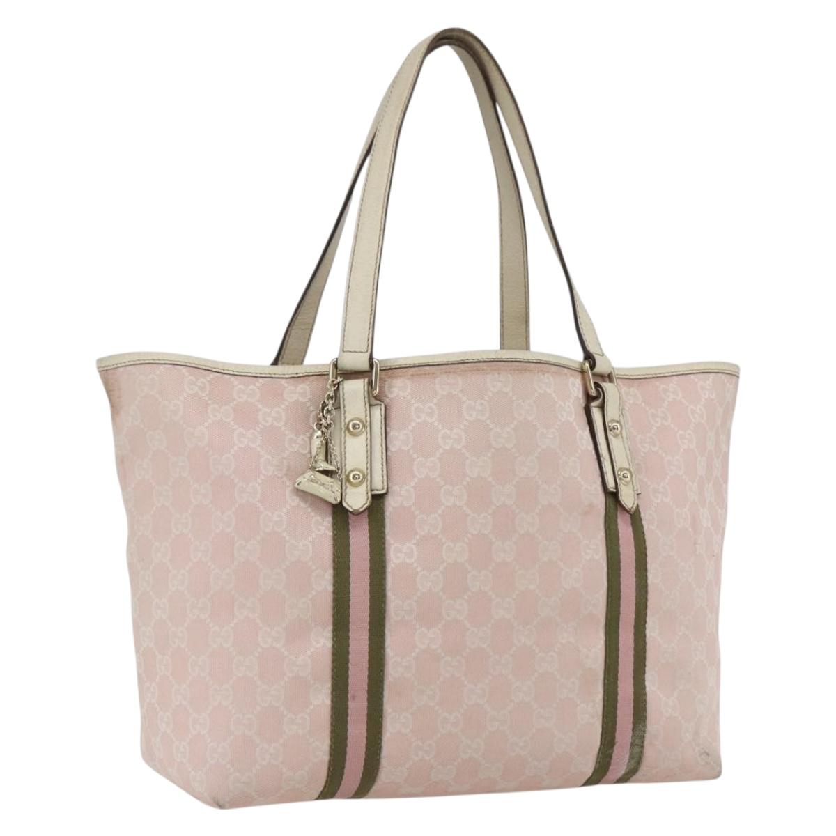 GUCCI GG Canvas Sherry Line Tote Bag Beige Gold 139260 Auth 168127