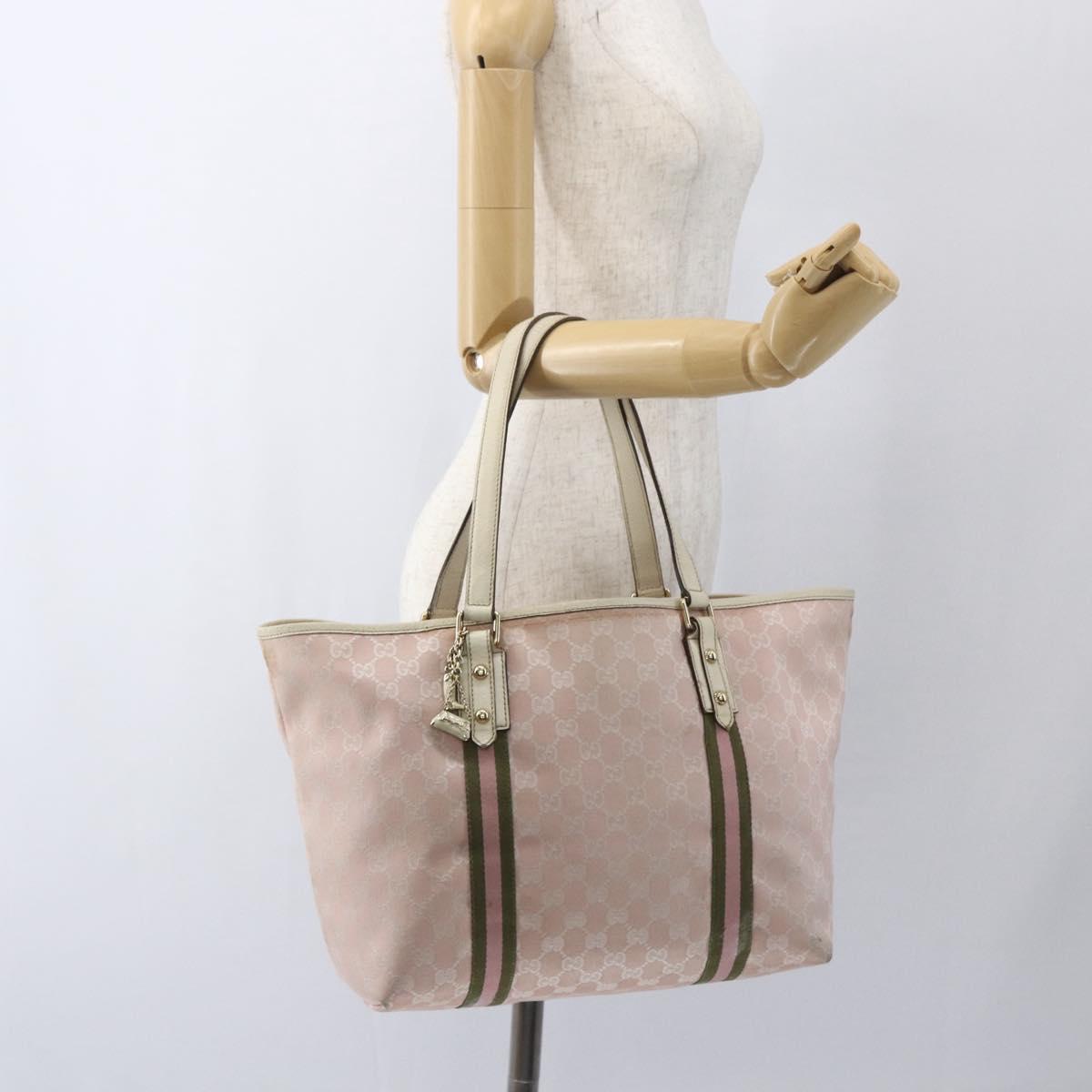 GUCCI GG Canvas Sherry Line Tote Bag Beige Gold 139260 Auth 168127