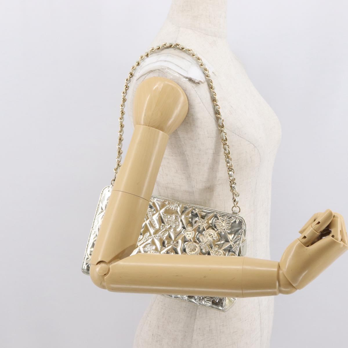 CHANEL Matelasse Shoulder Bag Patent leather Gold CC Auth 168139