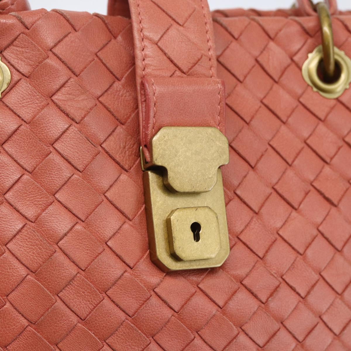 BOTTEGA VENETA INTRECCIATO Hand Bag Leather Pink Gold Auth 168147V