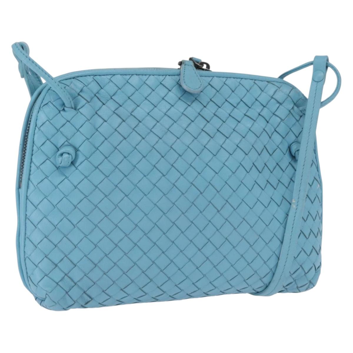 BOTTEGA VENETA INTRECCIATO Shoulder Bag Leather Light Blue Auth 168149
