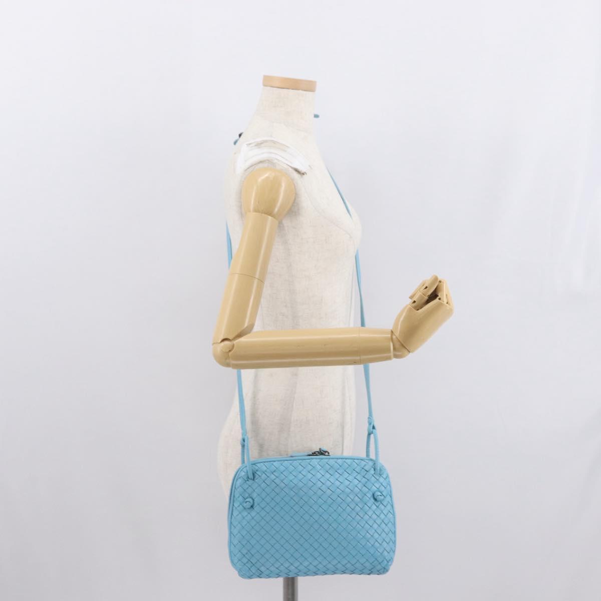 BOTTEGA VENETA INTRECCIATO Shoulder Bag Leather Light Blue Auth 168149