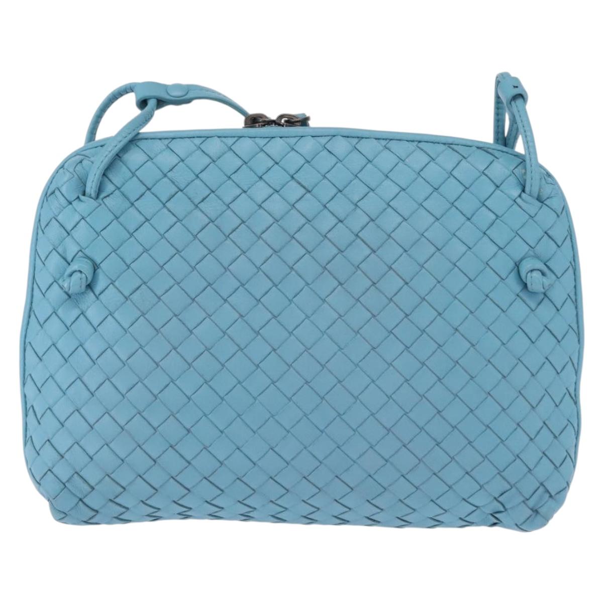BOTTEGA VENETA INTRECCIATO Shoulder Bag Leather Light Blue Auth 168149