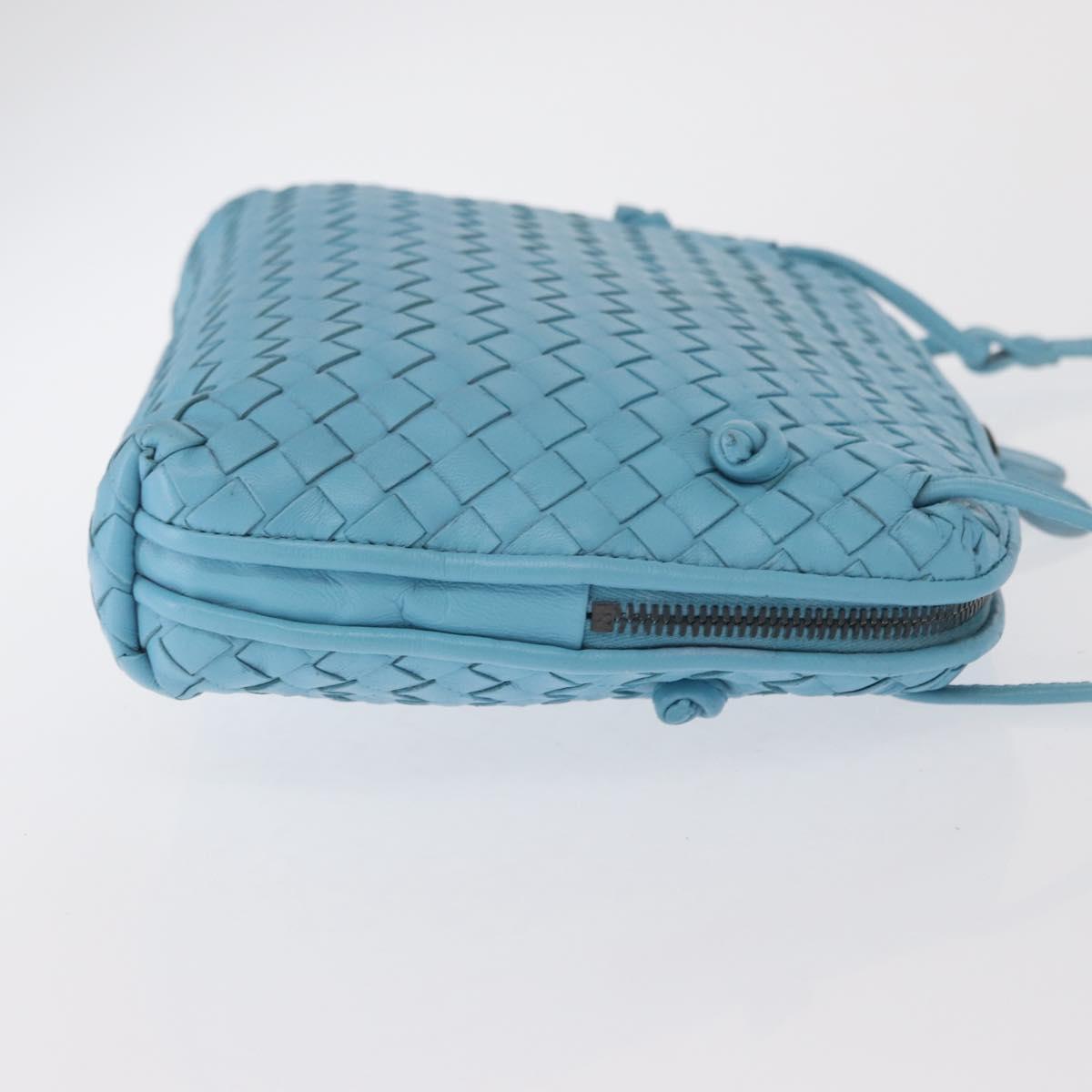 BOTTEGA VENETA INTRECCIATO Shoulder Bag Leather Light Blue Auth 168149