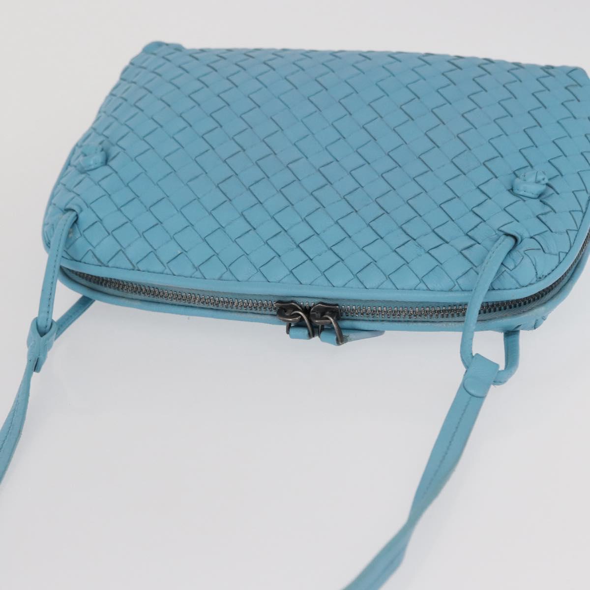 BOTTEGA VENETA INTRECCIATO Shoulder Bag Leather Light Blue Auth 168149