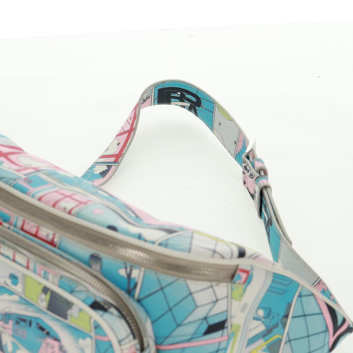 PRADA Body Bag Leather Light Blue Silver Auth 168150V