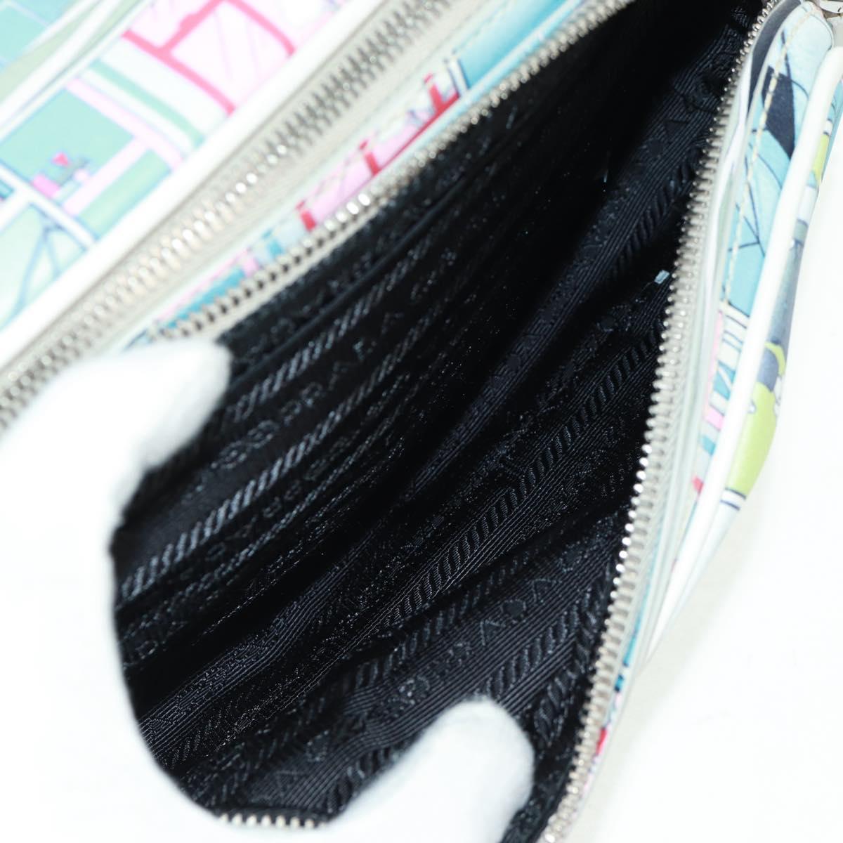 PRADA Body Bag Leather Light Blue Silver Auth 168150V